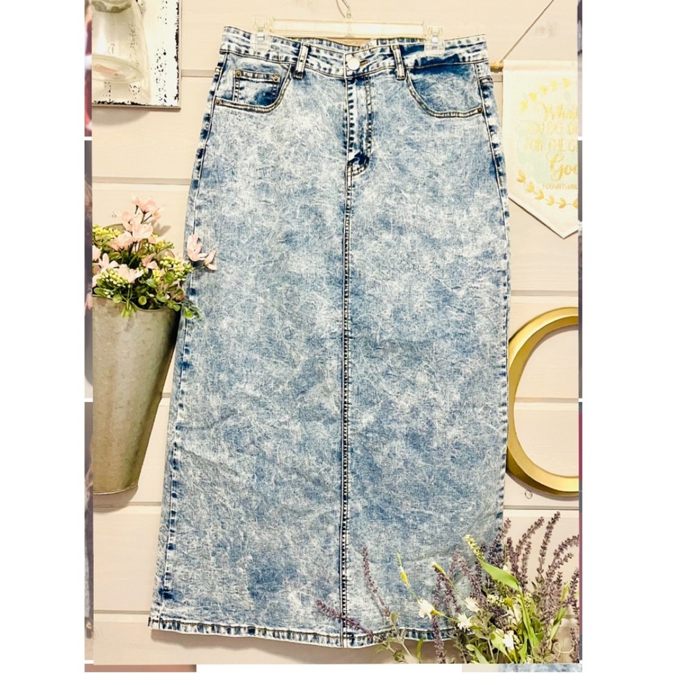 Long denim skirt